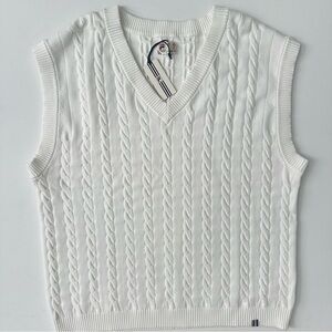 Fila White Cable Knit Sweater Vest Size XL Men